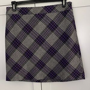 LOFT Purple and Black Checkered Pencil Skirt